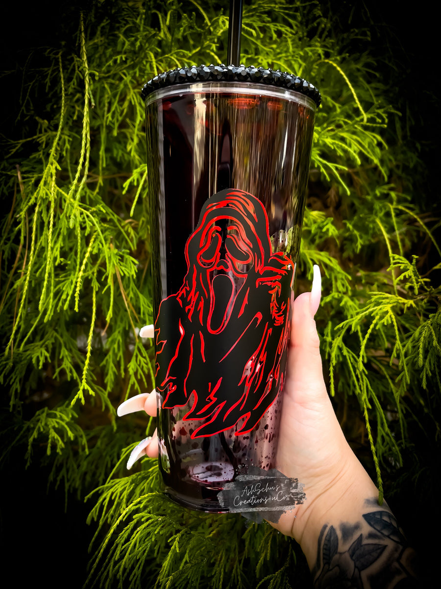 Girly Ghost Face Snowglobe Tumbler, MJ's Handmade