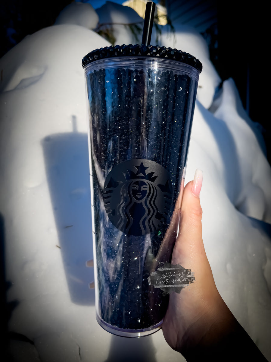 Black & Neon Glitter Tumbler with Straw – Rusty Soul