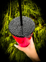 Neon Pink and Black Snow Globe Tumbler