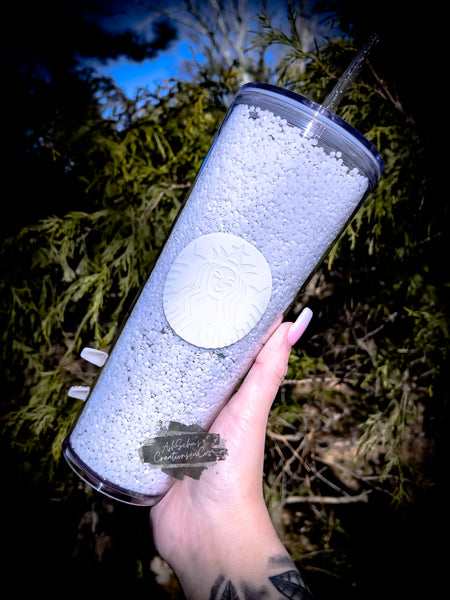 White Rhinestone Filled Tumbler