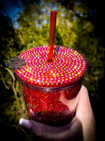 Red Rhinestone Filled w/Rhinestone Lid Tumbler