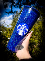 Sapphire Rhinestone Filled w/Rhinestone Lid Tumbler