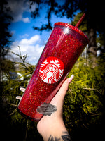 Red Rhinestone Filled w/Rhinestone Lid Tumbler