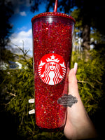 Red Rhinestone Filled w/Rhinestone Lid Tumbler