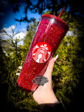 Red Rhinestone Filled w/Rhinestone Lid Tumbler